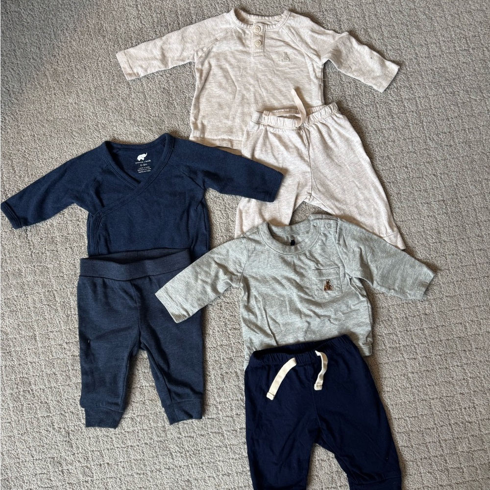 3 Outfit Bundle Baby Clothing Set in Navy, Gray, and Cream (Gap, Monica+And)